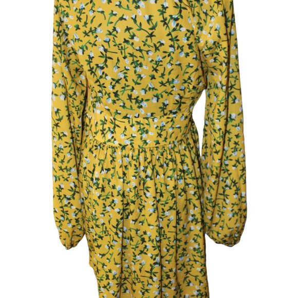 CLEARANCE SALE Boohoo Dress Yellow Floral Long Sleeve CUTE, Size 6 Pre-Loved - Picture 9 of 11